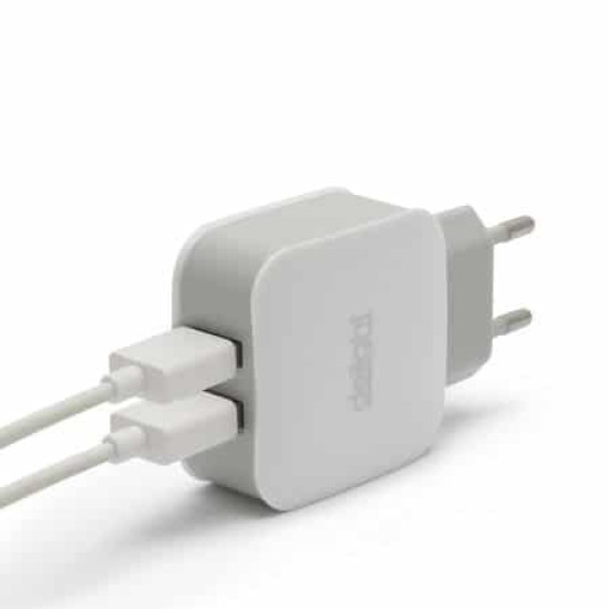 Adapter Delight EU plug 2x USB Fehér Adapter Delight EU plug 2x USB Fehér