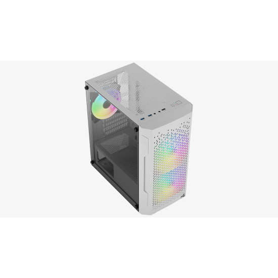 Számítógépház Aerocool Trinity Mini Mesh ARGB mATX Fehér Edzett üveg Számítógépház Aerocool Trinity Mini Mesh ARGB mATX Fehér Edzett üveg