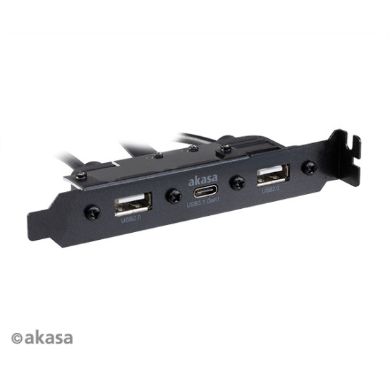 Számítógépház kiegészítő Akasa hátlapi kivezetés 1x USB3.1 TypeC + 2x USB2.0 Type A Számítógépház kiegészítő Akasa hátlapi kivezetés 1x USB3.1 TypeC + 2x USB2.0 Type A
