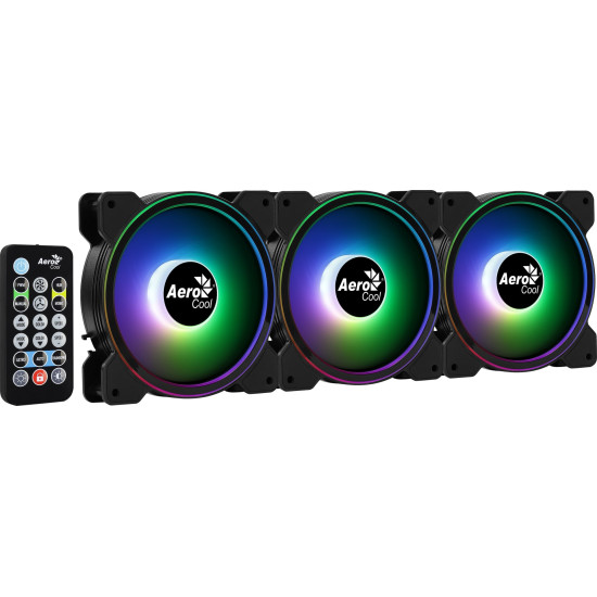 Ventilátor Aerocool Saturn 12F ARGB Pro 12cm RGB LED 3db-os + vezérlő