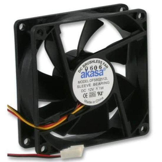 Ventilátor Akasa Black Fan 8cm Fekete Low Speed (25mm) Ventilátor Akasa Black Fan 8cm Fekete Low Speed (25mm)