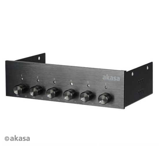 Ventilátor szabályzó Akasa FC.SIX 5.25 6 csatornás Fekete Ventilátor szabályzó Akasa FC.SIX 5.25 6 csatornás Fekete