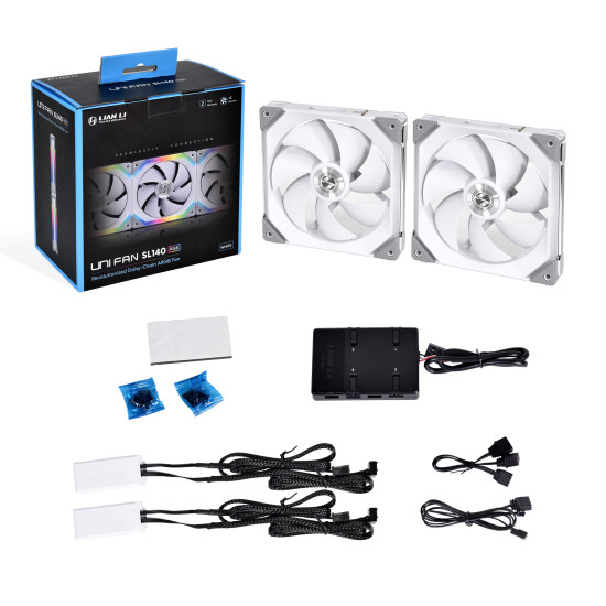 Ventilátor Lian Li UNI FAN SL140 RGB PWM 14cm RGB Fehér 2db-os Ventilátor Lian Li UNI FAN SL140 RGB PWM 14cm RGB Fehér 2db-os