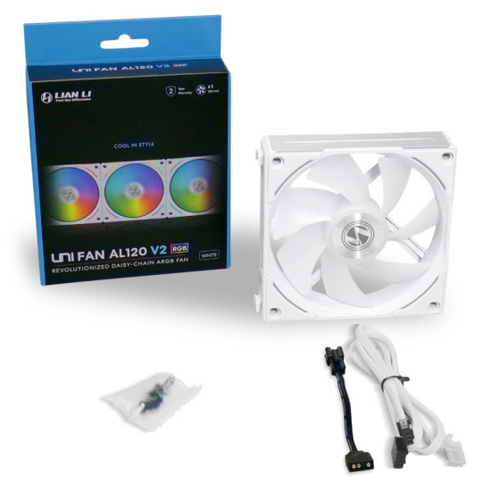 Ventilátor Lian Li UNI FAN AL120 V2 ARGB PWM 12cm Fekhér Alu Ventilátor Lian Li UNI FAN AL120 V2 ARGB PWM 12cm Fekhér Alu