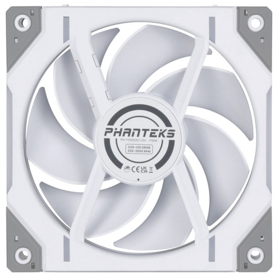 Ventilátor PHANTEKS D30 PWM Regular Airflow D-RGB L 12cm, 3 darabos szett, Fehér Ventilátor PHANTEKS D30 PWM Regular Airflow D-RGB L 12cm, 3 darabos szett, Fehér