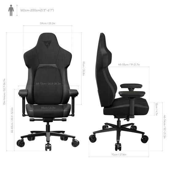 Gamer szék ThunderX3 CORE-Loft, fekete Gamer szék ThunderX3 CORE-Loft, fekete