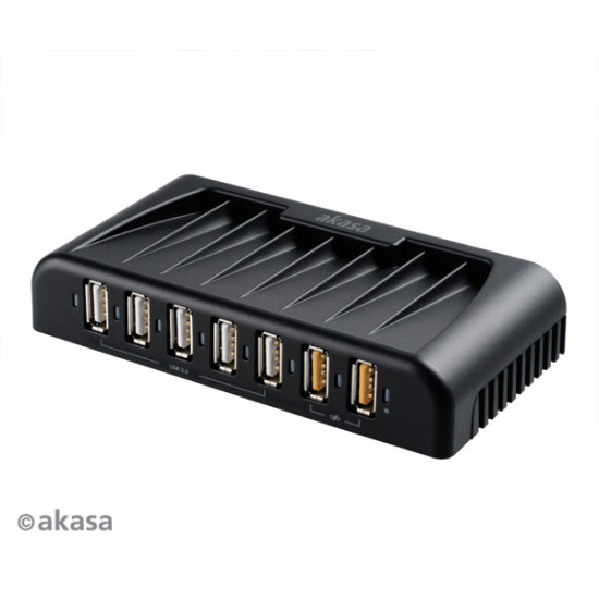 HUB USB Akasa 5x USB 2.0 + 2x USB 2.0 Fast Charging + hálózati adapter HUB USB Akasa 5x USB 2.0 + 2x USB 2.0 Fast Charging + hálózati adapter
