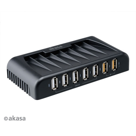 HUB USB Akasa 5x USB 2.0 + 2x USB 2.0 Fast Charging + hálózati adapter HUB USB Akasa 5x USB 2.0 + 2x USB 2.0 Fast Charging + hálózati adapter