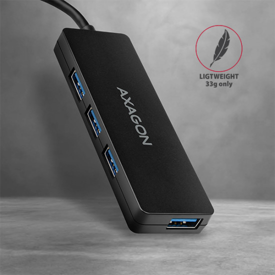 HUB AXAGON HUE-G1A Superspeed USB-A Slim Hub, 4x USB 3.0 - 15cm, fekete HUB AXAGON HUE-G1A Superspeed USB-A Slim Hub, 4x USB 3.0 - 15cm, fekete