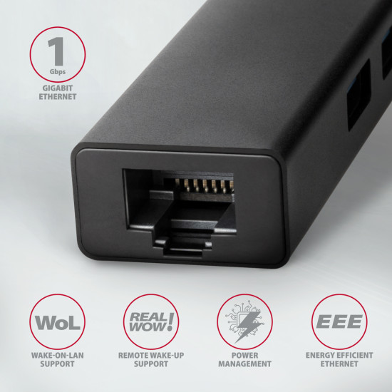 HUB AXAGON HMC-GL3A USB-C-Hub, 3x USB-A, Gbit-LAN HUB AXAGON HMC-GL3A USB-C-Hub, 3x USB-A, Gbit-LAN