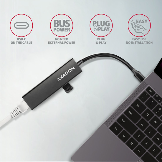 HUB AXAGON HMC-GL3A USB-C-Hub, 3x USB-A, Gbit-LAN HUB AXAGON HMC-GL3A USB-C-Hub, 3x USB-A, Gbit-LAN