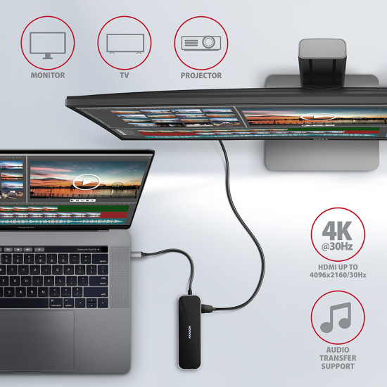 HUB AXAGON HMC-6GL USB-Hub, 3x USB-3.0, 1x RJ-45, 1x HDMI HUB AXAGON HMC-6GL USB-Hub, 3x USB-3.0, 1x RJ-45, 1x HDMI