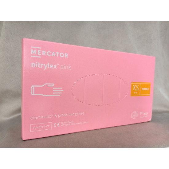 Púdermentes nitril kesztyű Mercator Nitrylex pink XS - 100 db Púdermentes nitril kesztyű Mercator Nitrylex pink XS - 100 db