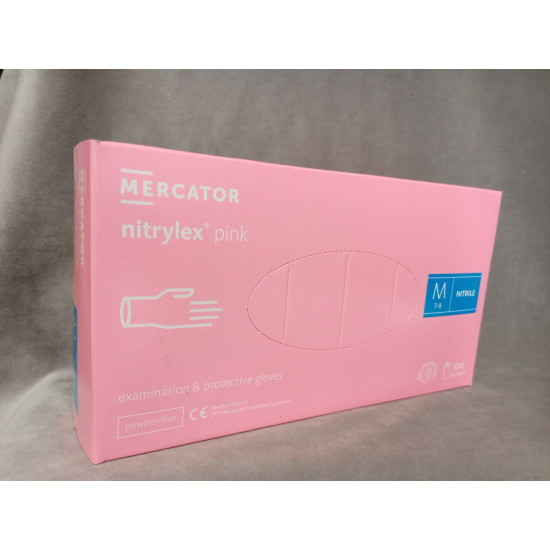 Púdermentes nitril kesztyű Mercator Nitrylex pink M - 100 db Púdermentes nitril kesztyű Mercator Nitrylex pink M - 100 db
