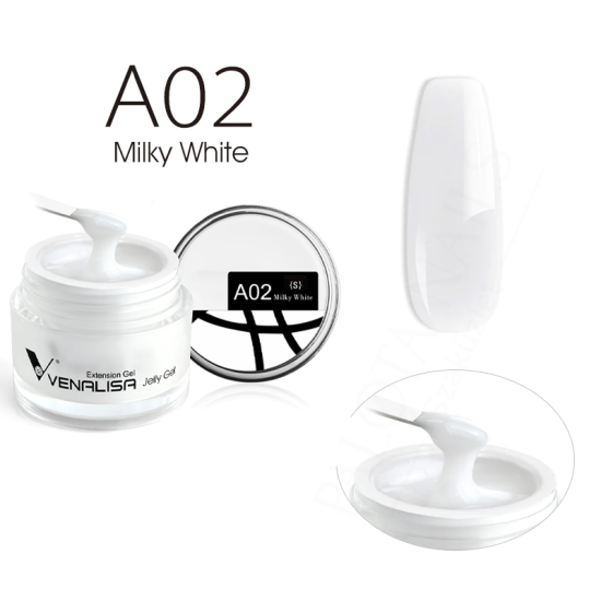 Venalisa Jelly Gel - new formula - 30 ml building gel - A02 Milky White Venalisa Jelly Gel - new formula - 30 ml building gel - A02 Milky White