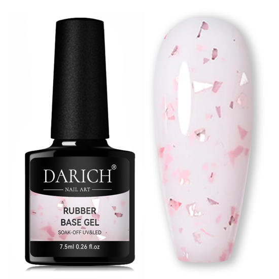 DARICH Rubber Base 7.5 ml No.F3 Rose Flakyes DARICH Rubber Base 7.5 ml No.F3 Rose Flakyes