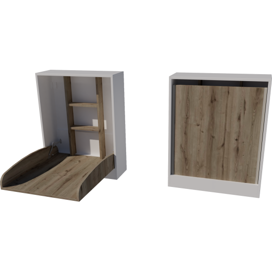 Falra szerelhető pelenkázó 66x83x84 méretben. Fehér-gesztenye színben Falra szerelhető pelenkázó 66x83x84 méretben. Fehér-gesztenye színben