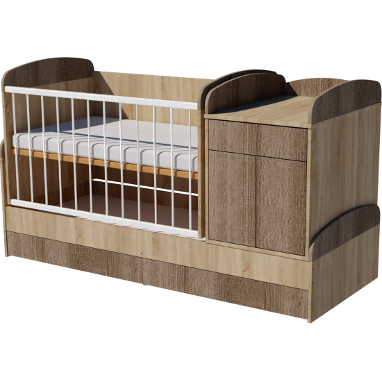 Ringatható Bogi kombi kiságy 120x70-es Világos sonoma-sötét sonoma színben Ringatható Bogi kombi kiságy 120x70-es Világos sonoma-sötét sonoma színben