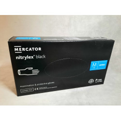 Púdermentes nitril kesztyű Mercator Nitrylex fekete M - 100 db