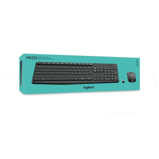 Billentyűzet + Egér Logitech MK235 Membrános Fekete Wireless Magyar Billentyűzet + Egér Logitech MK235 Membrános Fekete Wireless Magyar