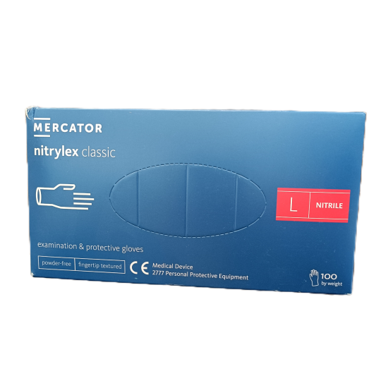 Púdermentes nitril kesztyű Mercator Nitrylex Classic M - 100 db