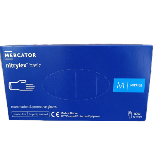 Púdermentes nitril kesztyű Mercator Nitrylex Basic M - 100 db
