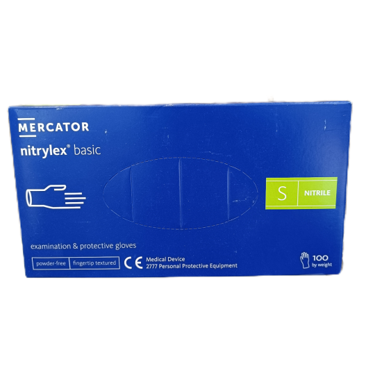 Púdermentes nitril kesztyű Mercator Nitrylex Basic S - 100 db