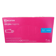 Púdermentes nitril kesztyű Mercator Nitrylex Magenta M - 100 db