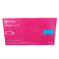 Púdermentes nitril kesztyű Mercator Nitrylex Magenta M - 100 db