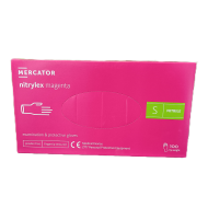 Púdermentes nitril kesztyű Mercator Nitrylex Magenta S - 100 db