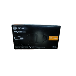 Púdermentes nitril kesztyű Mercator Nitrylex Fekete XS - 100 db