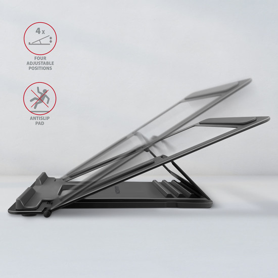 Tablet / notebook tartó Axagon STND-L 10"-16" Alu, fekete Tablet / notebook tartó Axagon STND-L 10"-16" Alu, fekete