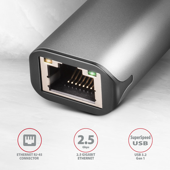 Ethernet Adapter Axagon USB ADE-25R USB 3.2- USB Typ-A, RJ45, 2500 Mbit/s Ethernet Adapter Axagon USB ADE-25R USB 3.2- USB Typ-A, RJ45, 2500 Mbit/s