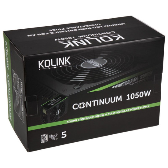 Tápegység Kolink Continuum 1050W 14cm ATX BOX 80+ Platinum Moduláris Tápegység Kolink Continuum 1050W 14cm ATX BOX 80+ Platinum Moduláris