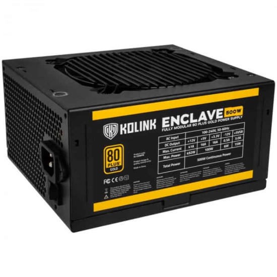 Tápegység Kolink Enclave 500W 12cm ATX BOX 80+ Gold Moduláris Tápegység Kolink Enclave 500W 12cm ATX BOX 80+ Gold Moduláris